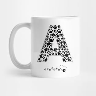 Made of paw print A letter Mug